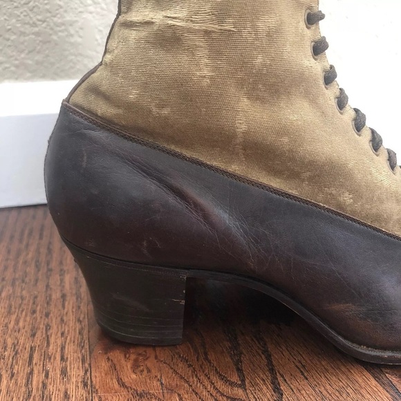 Vintage 1800’s All America Women’s Lace Up Leather/Canvas Victorian Narrow Boots - Picture 9 of 13